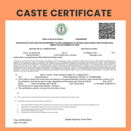 Caste certificate